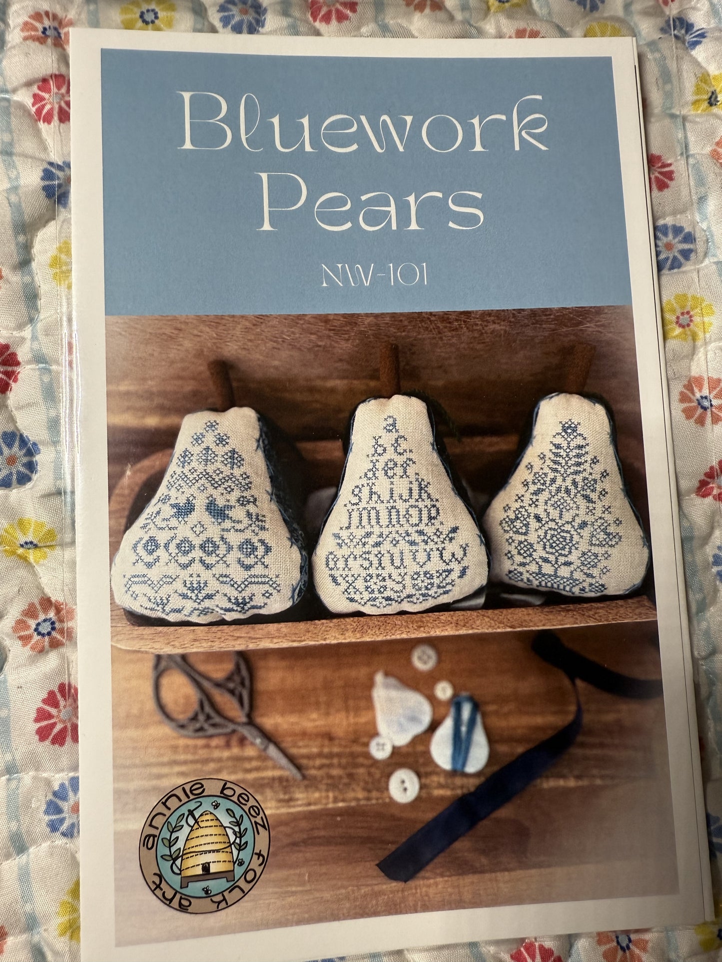 Bluework Pears by Annie Beez Folk Art