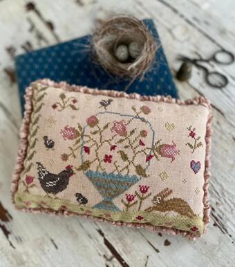 Spring Basket Pinkeep by Stacy Nash Designs Cross Stitch